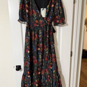 JessaKae Black Floral Midi Dress